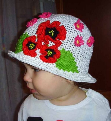 çiçekli şık kız çocuk şapkası