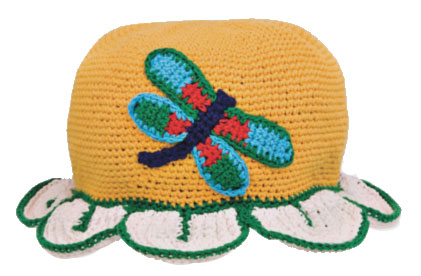 kelebek desenli örgü çocuk şapka modeli