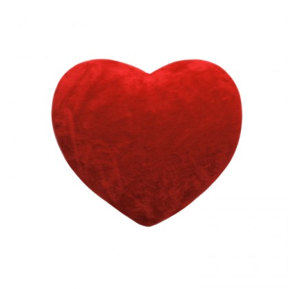 kırmızı kalp desenli peluş yastık modeli