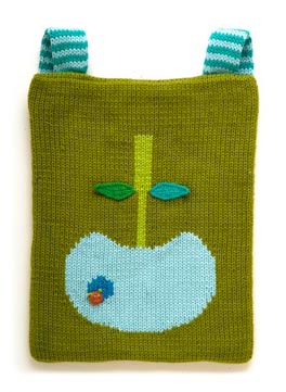 elma desenli yeşil örgü sırt çantası modeli
