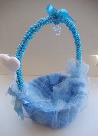 emzikli kalpli mavi bebek sepeti modeli