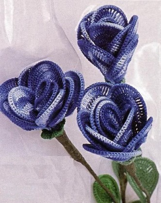 mavi katmerli örgü çiçek modelleri