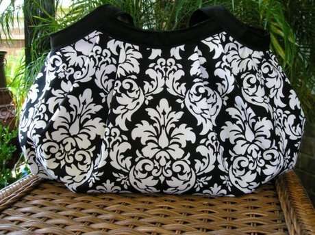 siyah beyaz desenli kumaş çanta modeli