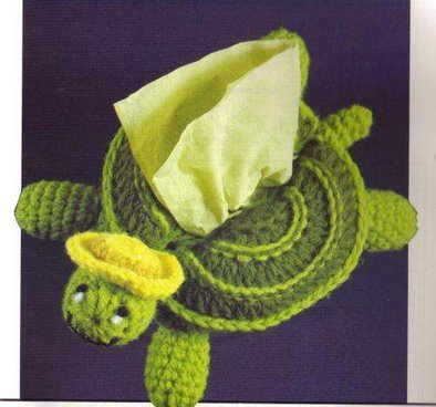 yeşil kaplumbağa desenli örgü peçetelik modeli