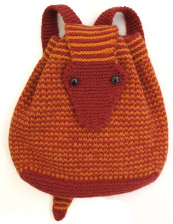 turuncu hayvancıklı örgü sırt çantası modeli